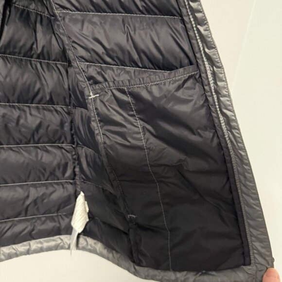Lolë Gray Duck Down/Feather Quilted Lightweight Hooded Puffer Jacket Coat  L - Picture 6 of 9